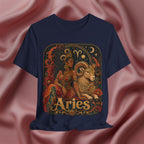 Navy blue t-shirt with Aries zodiac design