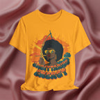 Golden Yellow t-shirt with a graphic of a woman holding an arrow and the text 'Sagittarius Energy'