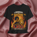 black Leo Zodiac shirt with a black woman and lion with the text I brought the sunshine, you're welcome