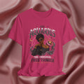 Pink t-shirt with Aquarius design featuring a black woman and text 'The original free thinker' on a pink fabric background