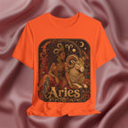 Orange t-shirt with Aries zodiac design