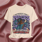 Soft cream t-shirt with Pisces zodiac design 