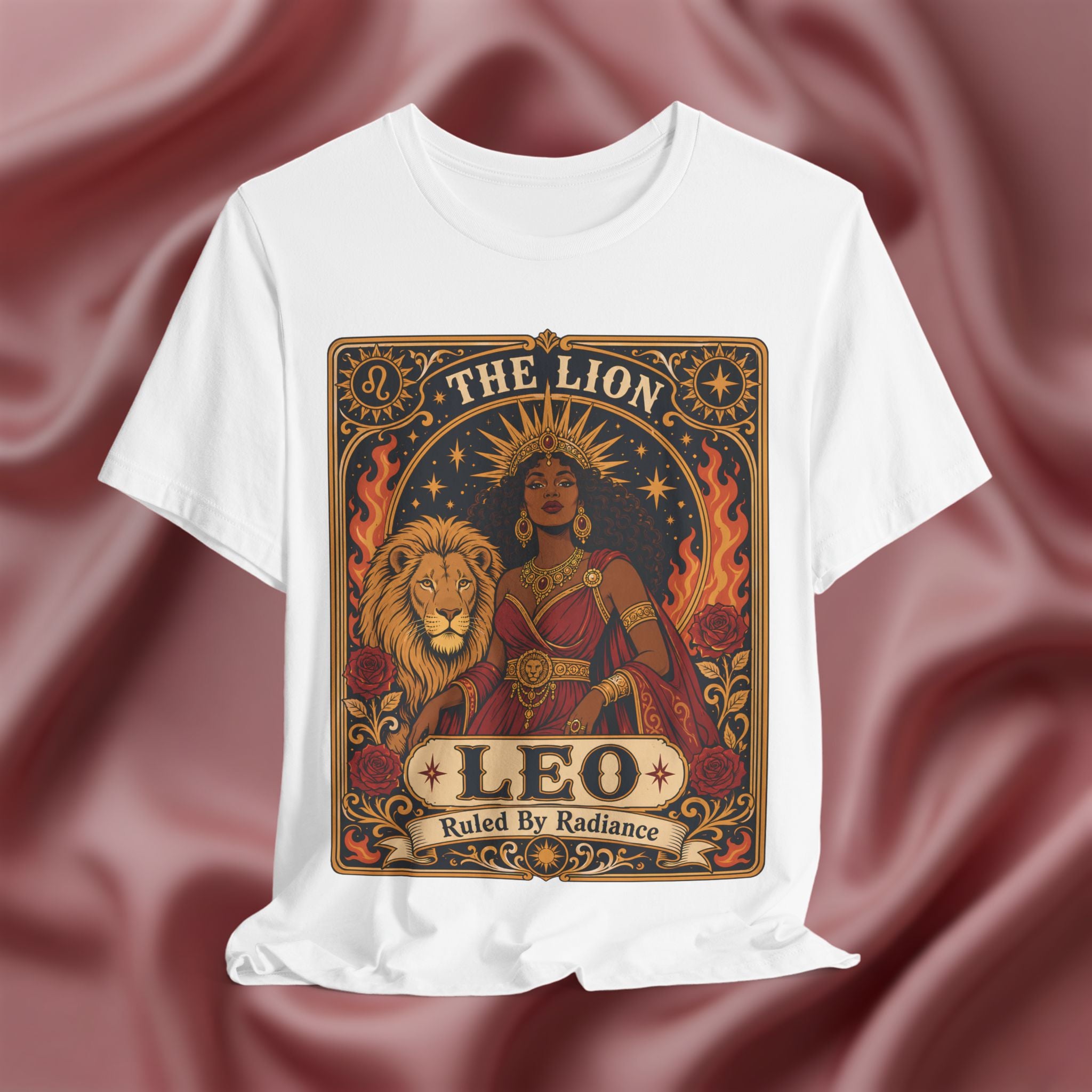 white Leo zodiac tarot card shirt