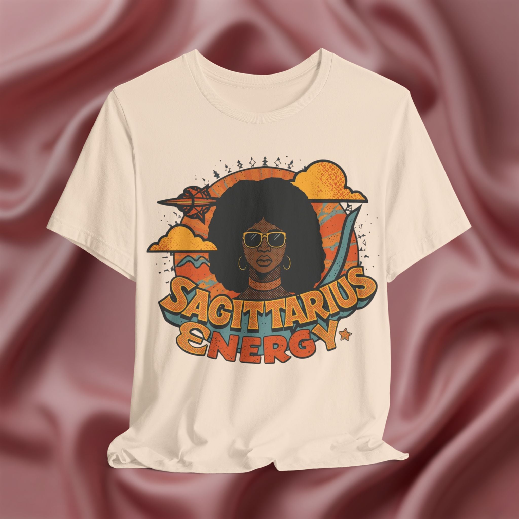Soft cream t-shirt with 'Sagittarius Energy' design