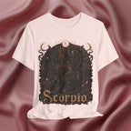 soft pink t-shirt with Scorpio zodiac design