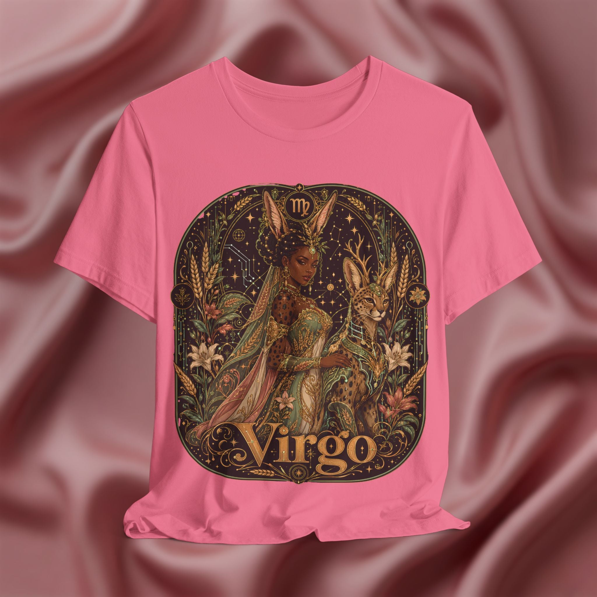 Pink t-shirt with Virgo zodiac design