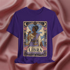 Purple t-shirt with Libra zodiac design