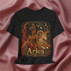 Black t-shirt with Aries zodiac design