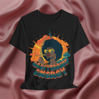 Black t-shirt with a graphic of a woman holding an arrow and the text 'Sagittarius Energy'