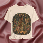 Soft cream T-shirt with Virgo zodiac design