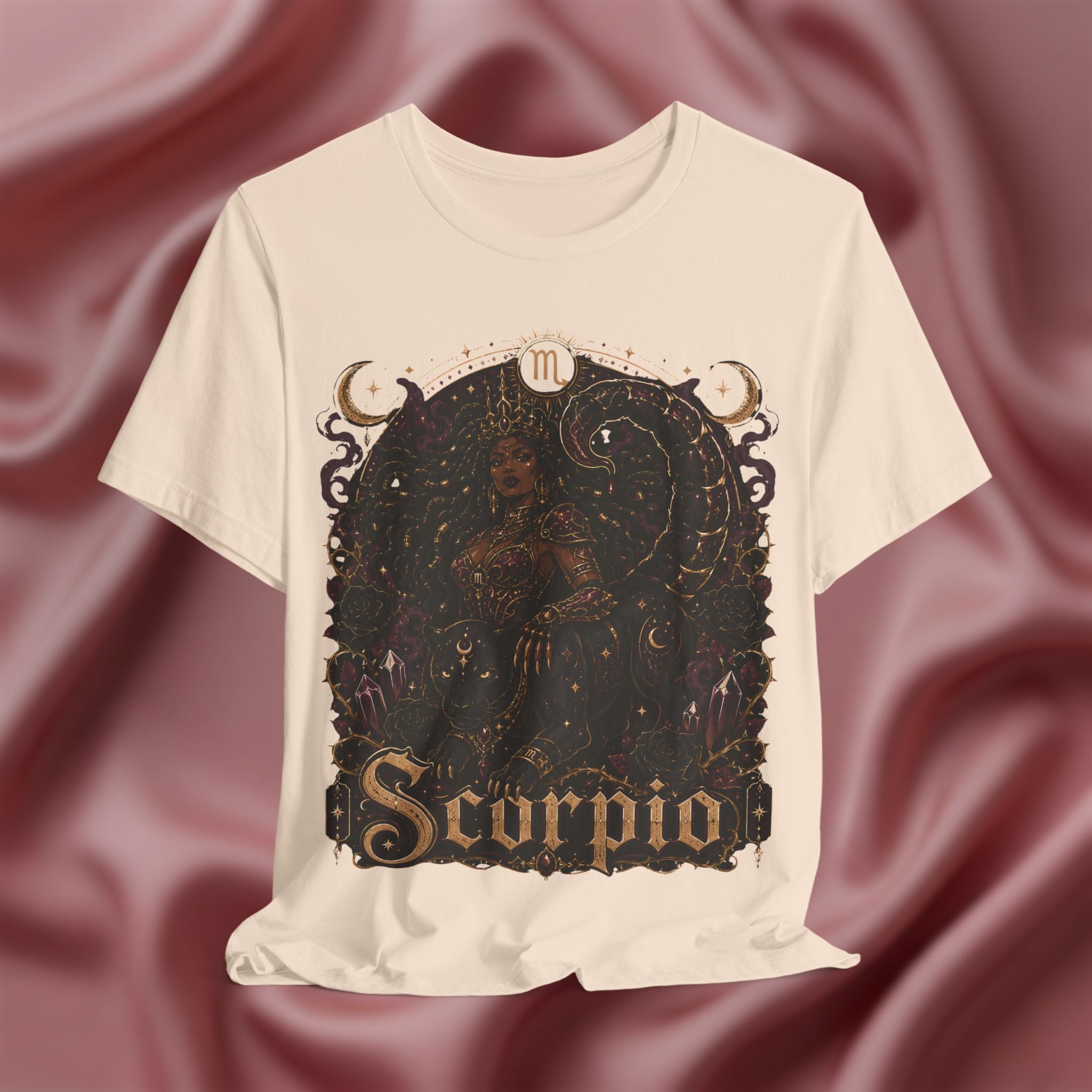 soft cream t-shirt with Scorpio zodiac design