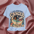 Light blue t-shirt with 'I Feel Everything, Cancer, Then I Take a Nap' design 