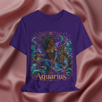 Purple t-shirt with Aquarius zodiac design