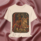 soft cream T-shirt with Aries zodiac design