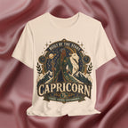 T-shirt with Capricorn design on a textured fabric background