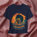 Navy blue t-shirt with a graphic of a woman holding an arrow and the text 'Sagittarius Energy'