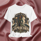 T-shirt with Capricorn design on a textured fabric background