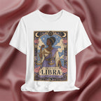 White t-shirt with Libra zodiac design 