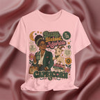 Pink t-shirt with Capricorn zodiac design on a textured pink background