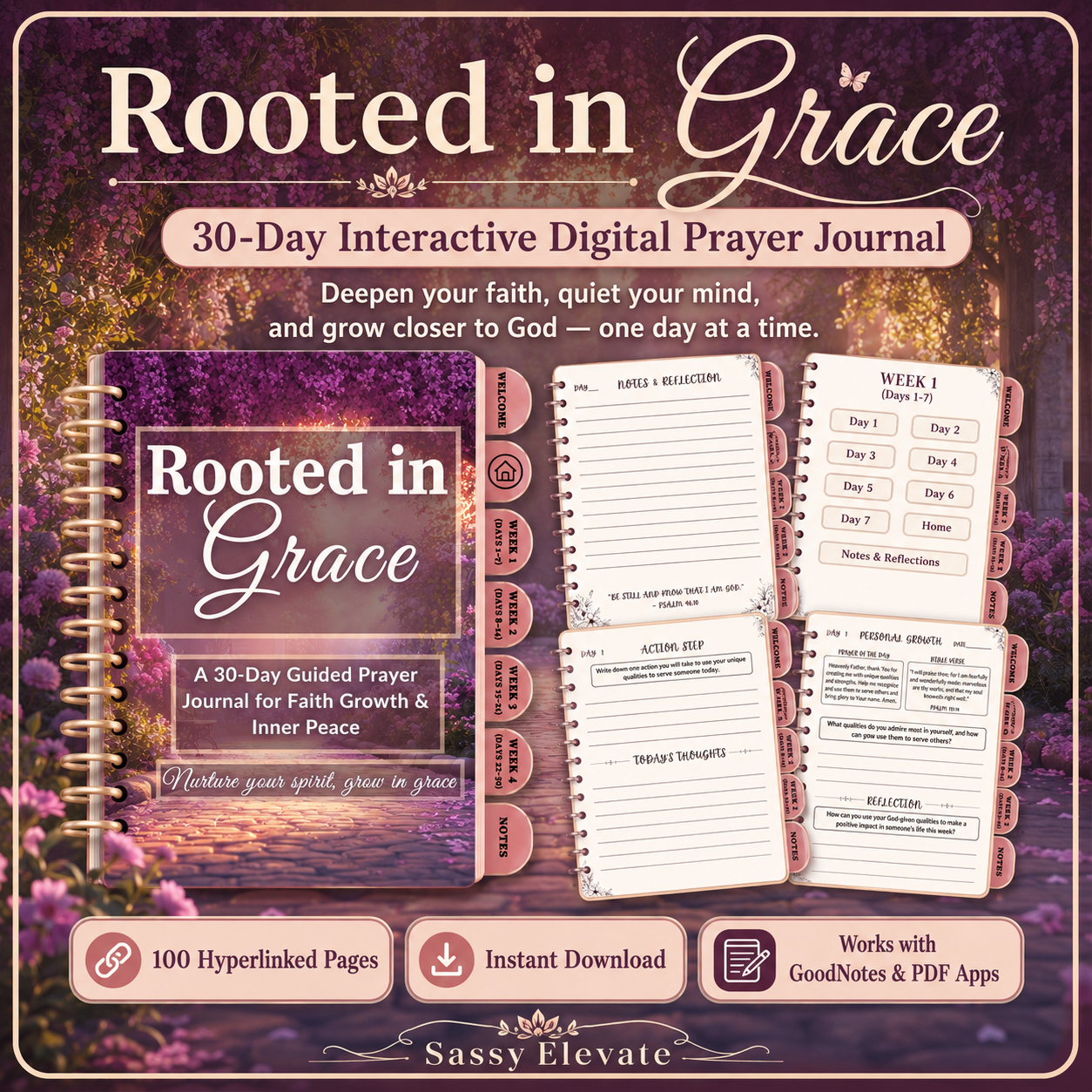 Rooted in Grace - 30-Day Interactive Digital Prayer Journal
