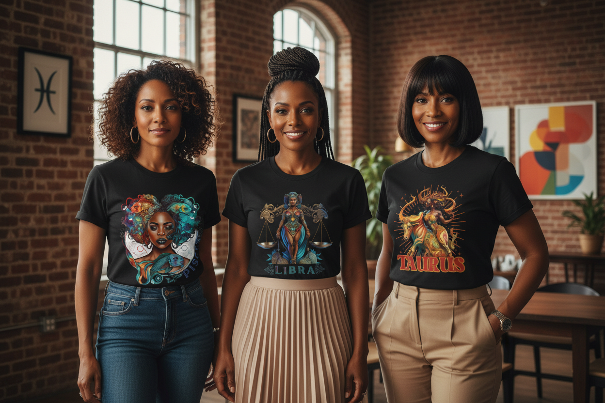 Three Women in Zodiac Tees